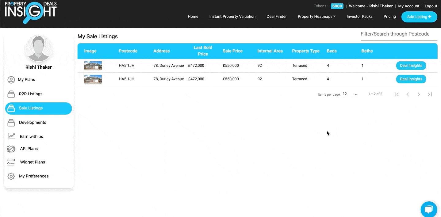 Add your Sales Listings on Property Deals Insight