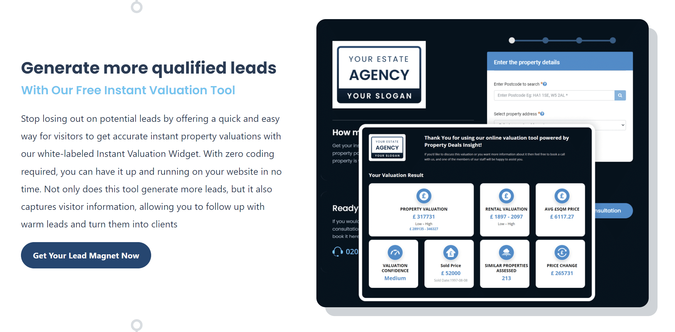 Generate more qualified leads With Our Free Instant Valuation Tool