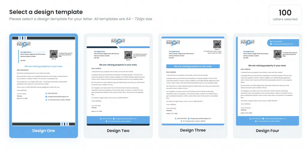 Direct Mailing Automation Interface by Property Deals Insight